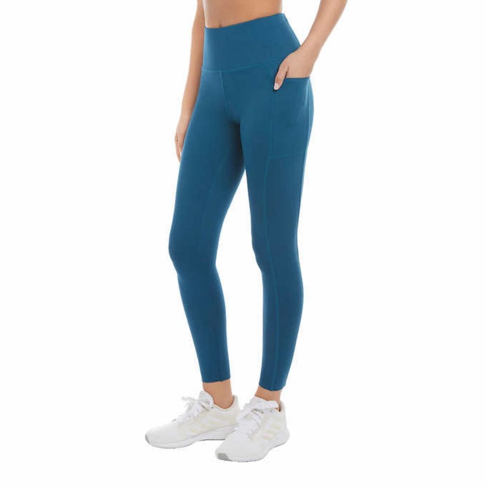 NWT Danskin Womens High Rise Brushed 7/8 Leggings with Side Pockets Teal XS